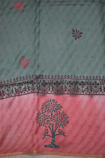 SALMON PINK-GEORGETTE SAREER WITH SHIOBORI TIE &amp; DIE