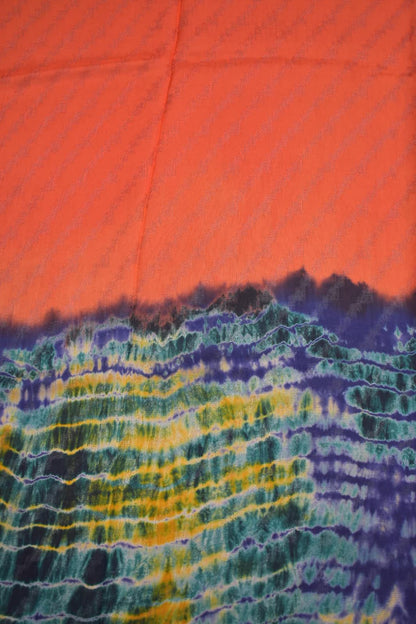 ORANGE-GEORGETTE SAREER WITH SHIOBORI TIE &amp; DIE