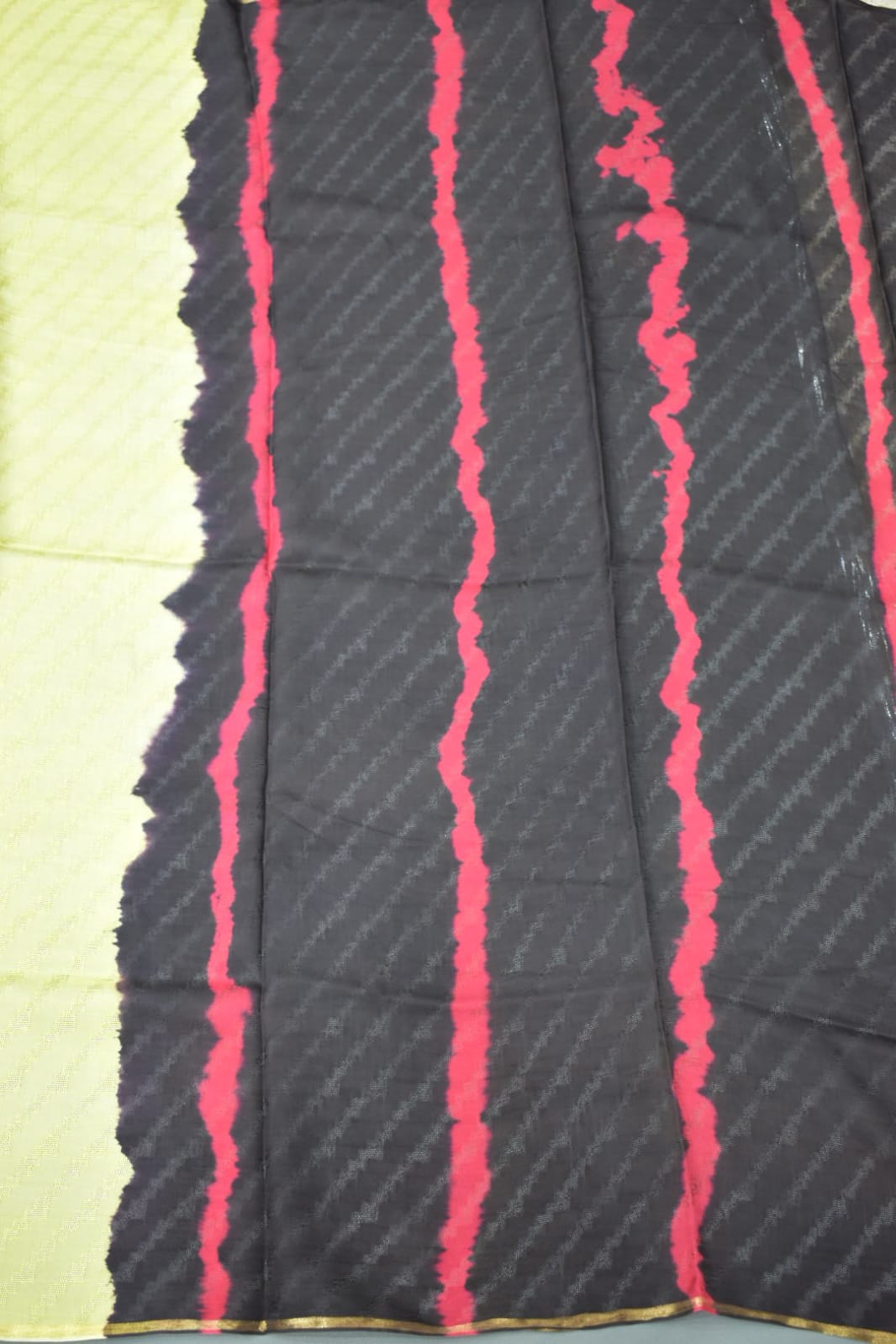 LEMON YELLOW-GEORGETTE SAREER WITH SHIOBORI TIE &amp; DIE