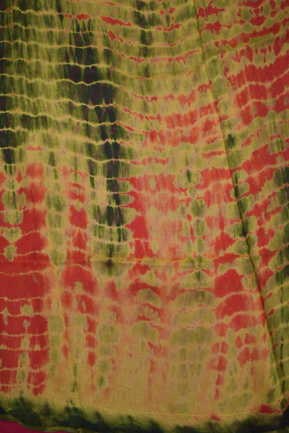 RED- GEORGETTE SAREER WITH SHIOBORI TIE &amp; DIE