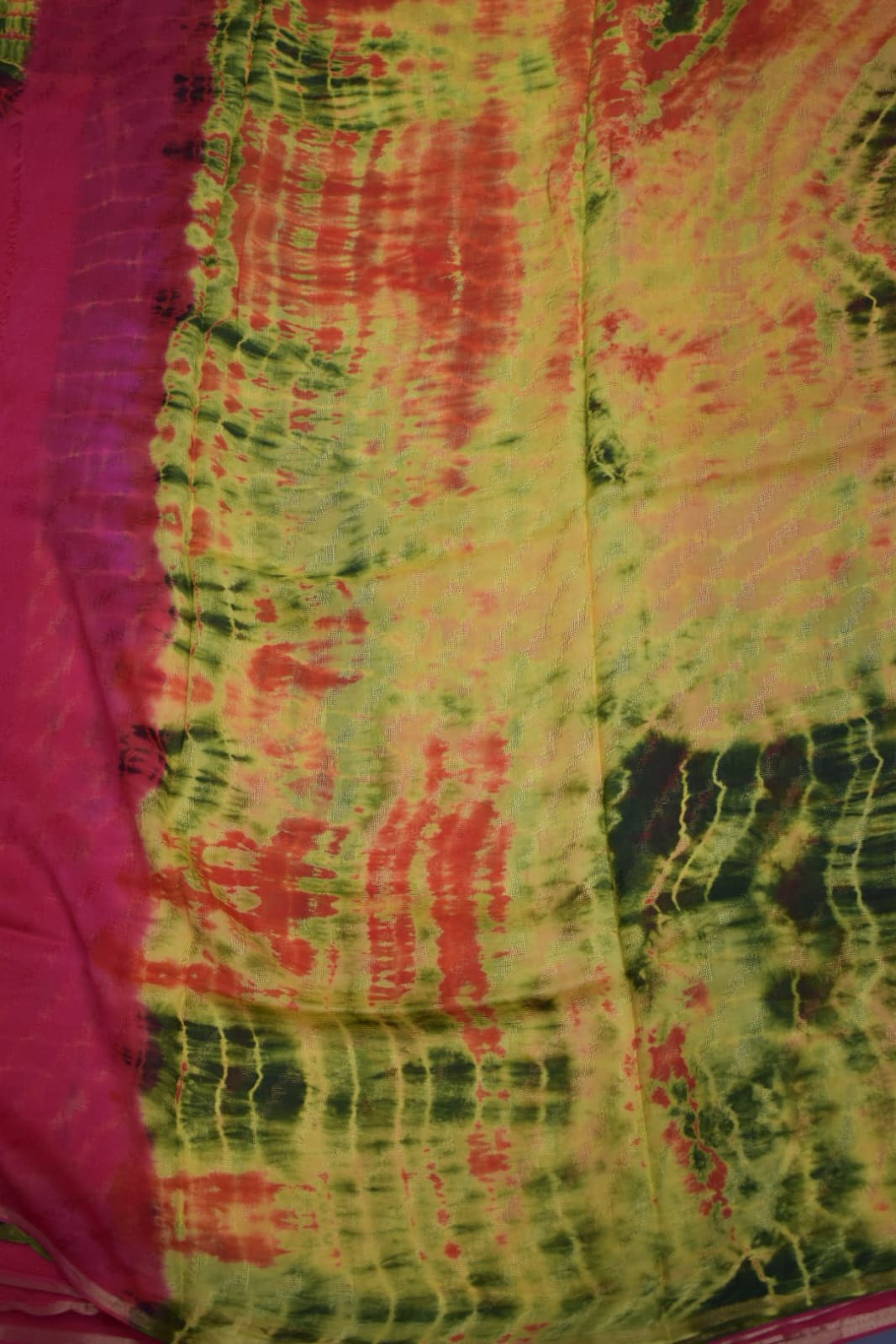 RED- GEORGETTE SAREER WITH SHIOBORI TIE & DIE