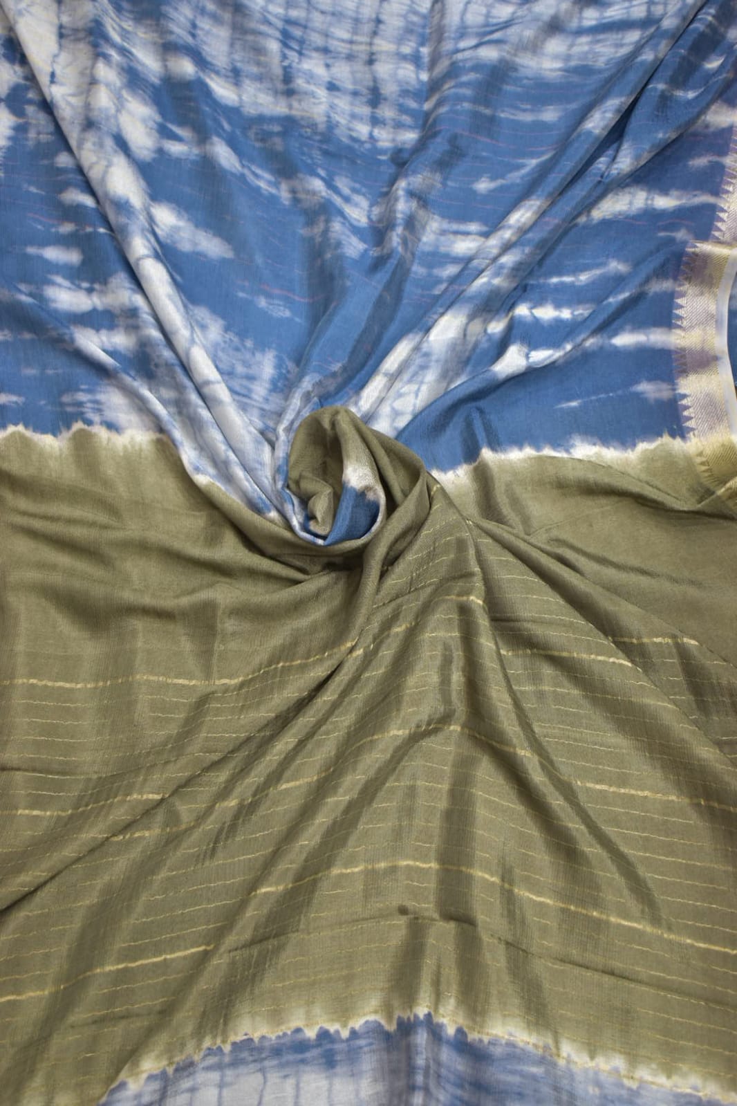 BLUE- MANGALAGIRI SHIBORI SAREE