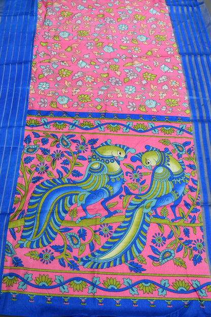 PINK- KALAMKARI PRINT CHANDERI SAREE