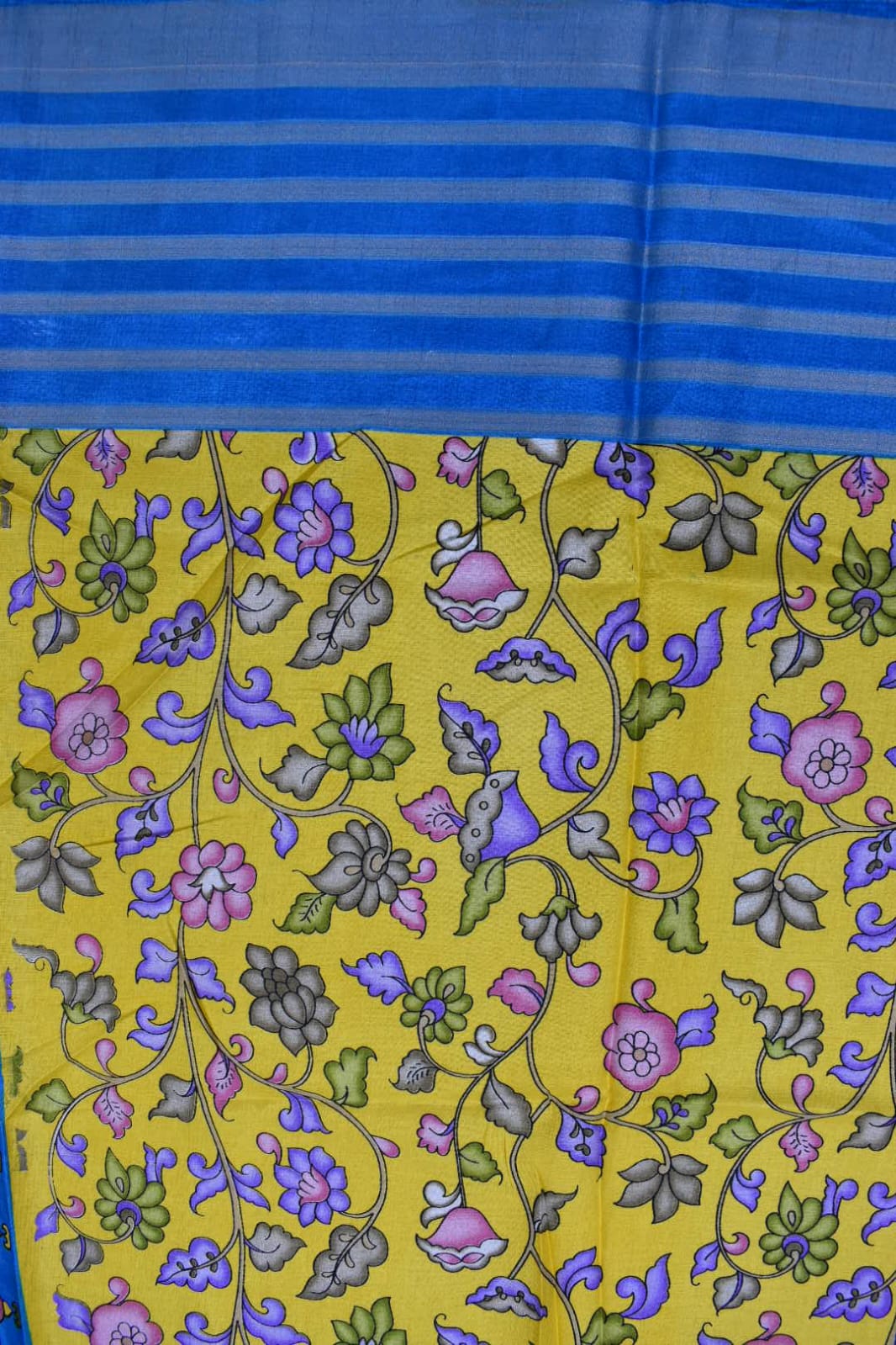 YELLOW- KALAMKARI PRINT CHANDERI SAREE