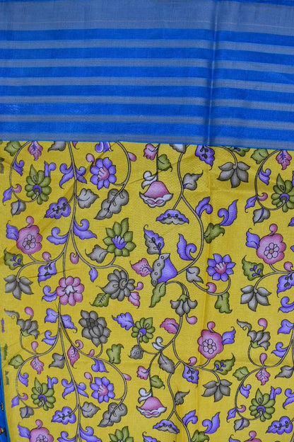 YELLOW- KALAMKARI PRINT CHANDERI SAREE