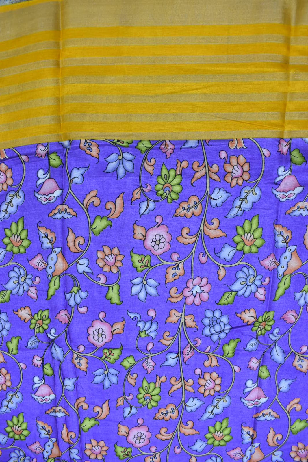 PURPLE- KALAMKARI PRINT CHANDERI SAREE