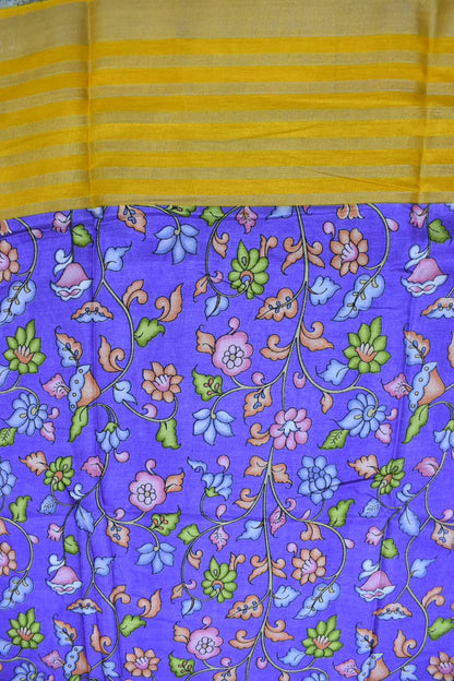 PURPLE- KALAMKARI PRINT CHANDERI SAREE