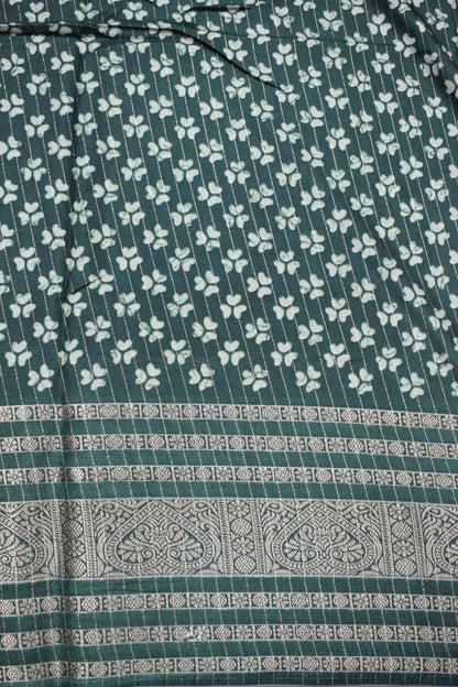 PASTEL GREEN- KALAMKARI PRINT CHANDERI SAREE