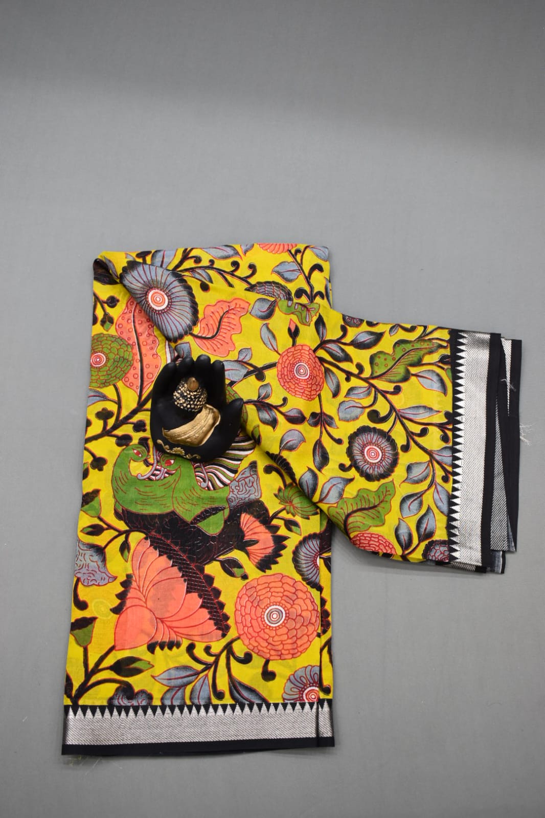 LEMON YELLOW- MANGALAGIRI SAREE DIGITAL PRINT