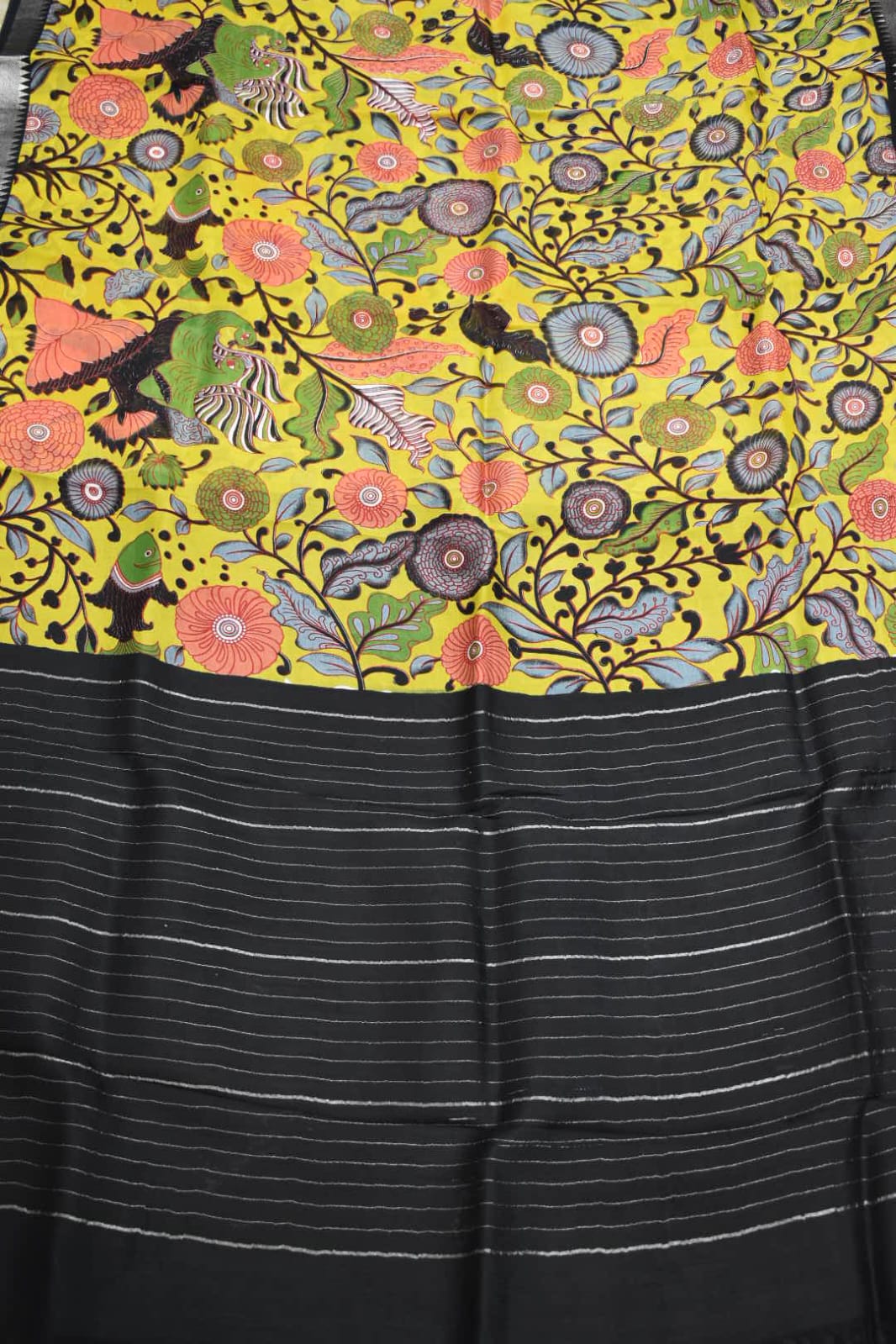 LEMON YELLOW- MANGALAGIRI SAREE DIGITAL PRINT