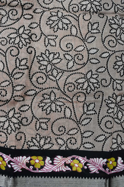 LIGHT BROWN- MANGALAGIRI SAREE DIGITAL PRINT