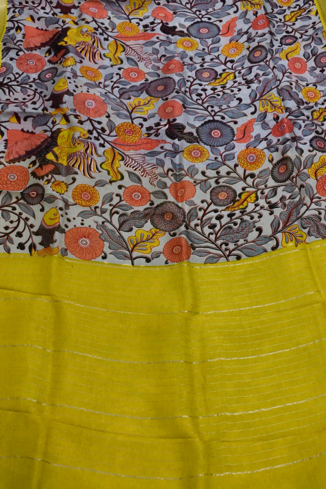 GREY- MANGALAGIRI SAREE DIGITAL PRINT