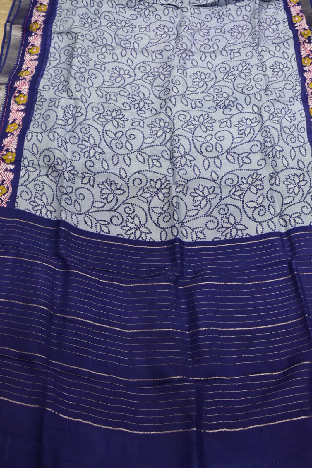 LIGHT BLUE- MANGALAGIRI SAREE DIGITAL PRINT
