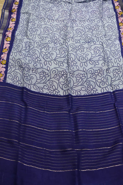 LIGHT BLUE- MANGALAGIRI SAREE DIGITAL PRINT