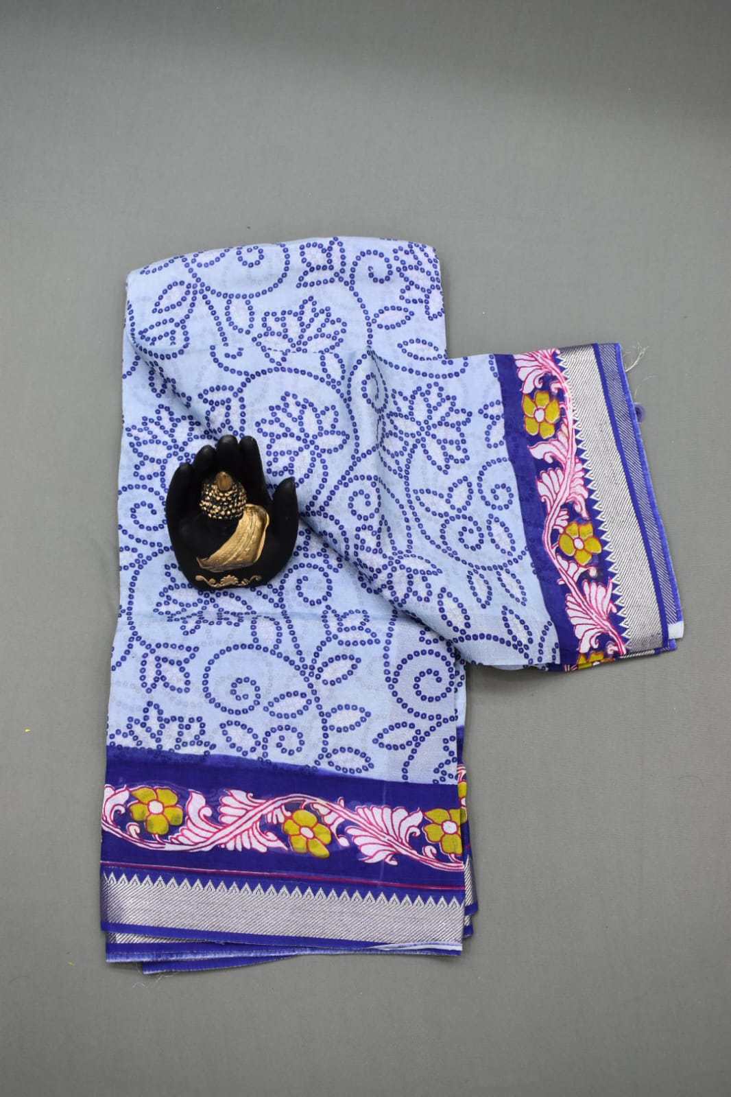 LIGHT BLUE- MANGALAGIRI SAREE DIGITAL PRINT