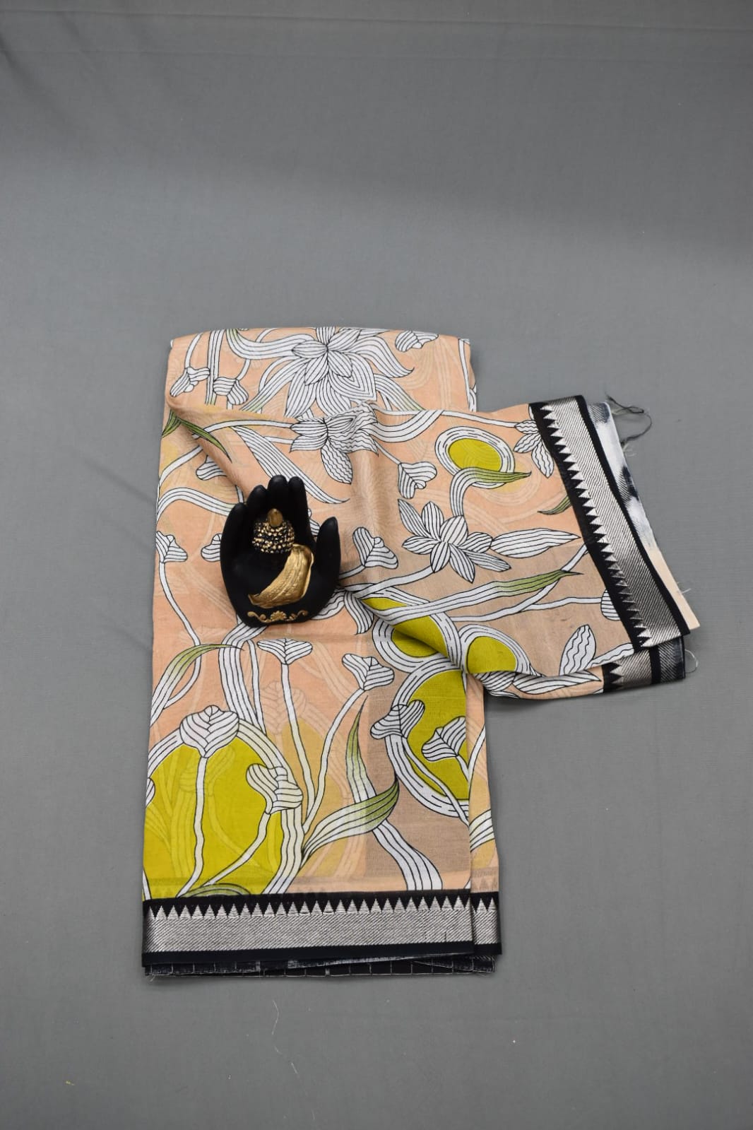 CREAM- MANGALAGIRI SAREE DIGITAL PRINT