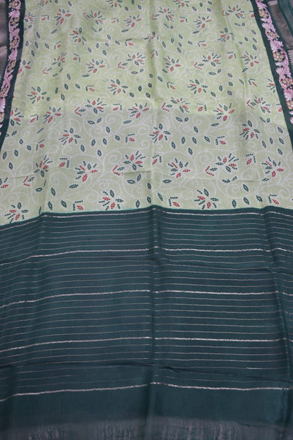LIGHT PISTA GREEN- MANGALAGIRI SAREE FLORAL PRINT