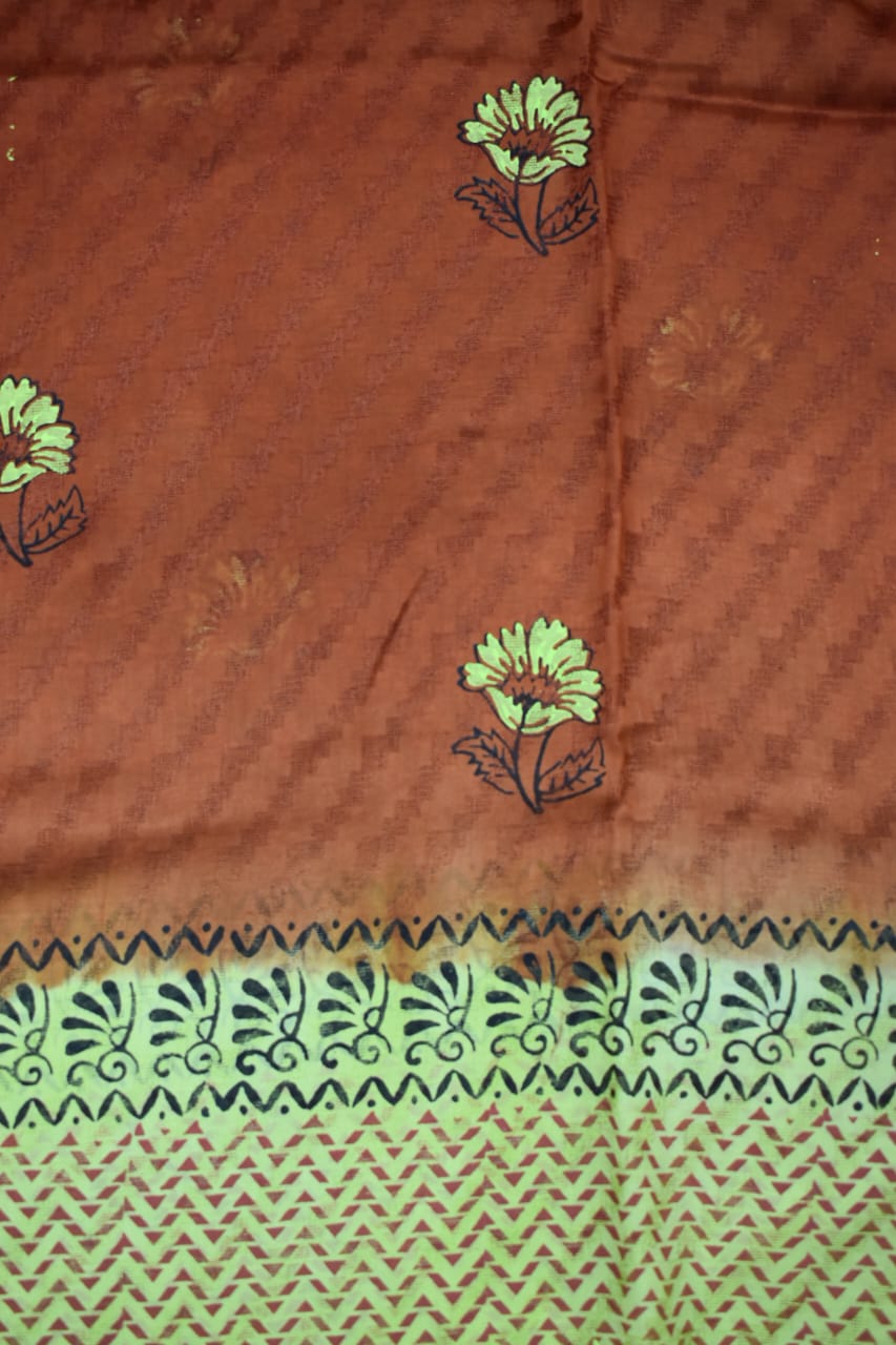 BURNT ORANGE- GEORGETTE SAREE WITH SHIOBORI TIE &amp; DIE