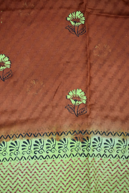 BURNT ORANGE- GEORGETTE SAREE WITH SHIOBORI TIE &amp; DIE