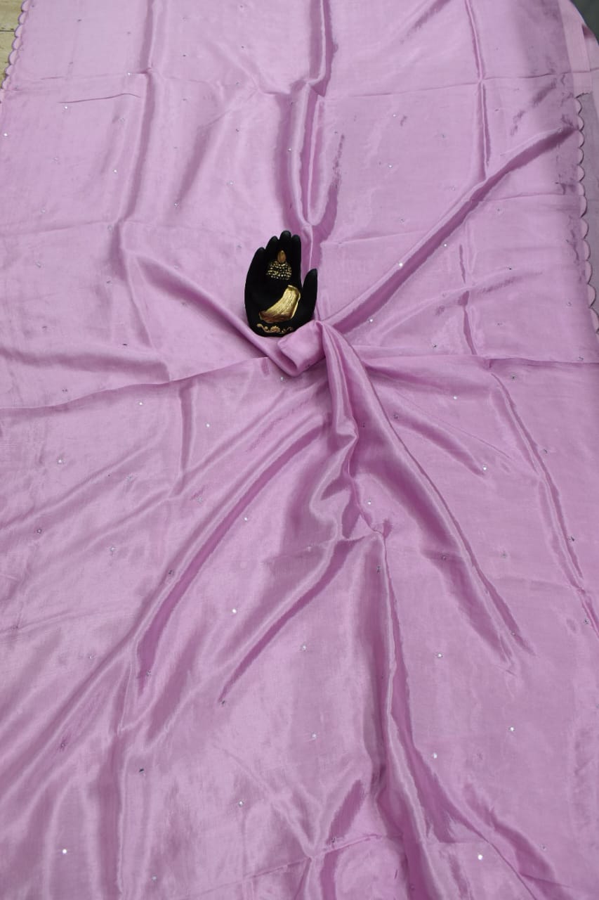 LIGHT PURPLE - MANGALAGIRI SAREE WITH ALLOVER CHIP WORK