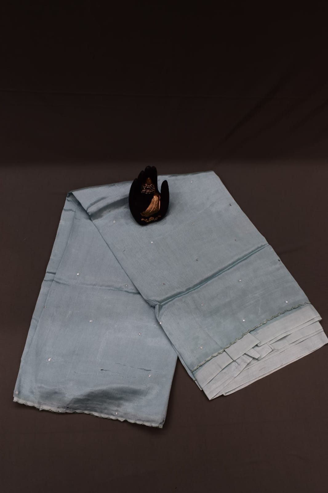 LIGHT GREY - MANGALAGIRI SAREE WITH ALLOVER CHIP WORK