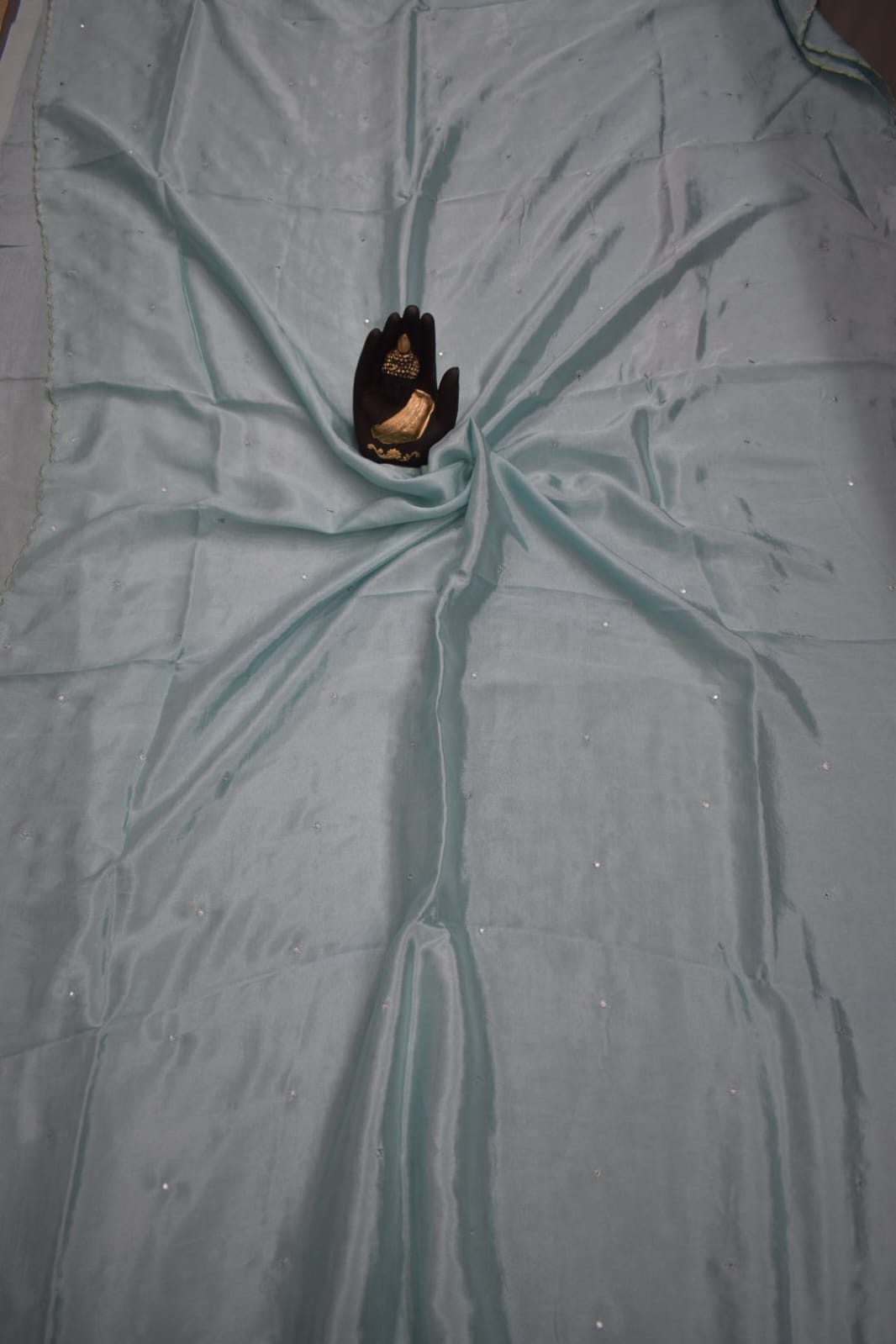 LIGHT GREY - MANGALAGIRI SAREE WITH ALLOVER CHIP WORK