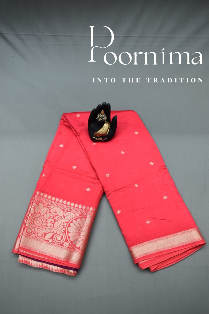 TOMATO RED- FANCY SAREE WITH BLOUSE PIECE