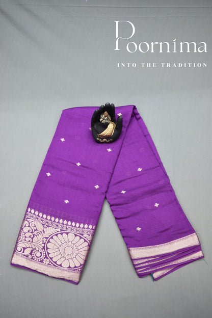 BRIGHT PURPLE- FANCY SAREE WITH BLOUSE PIECE