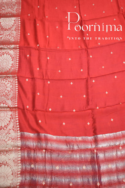 DARK RED- FANCY SAREE WITH BLOUSE PIECE