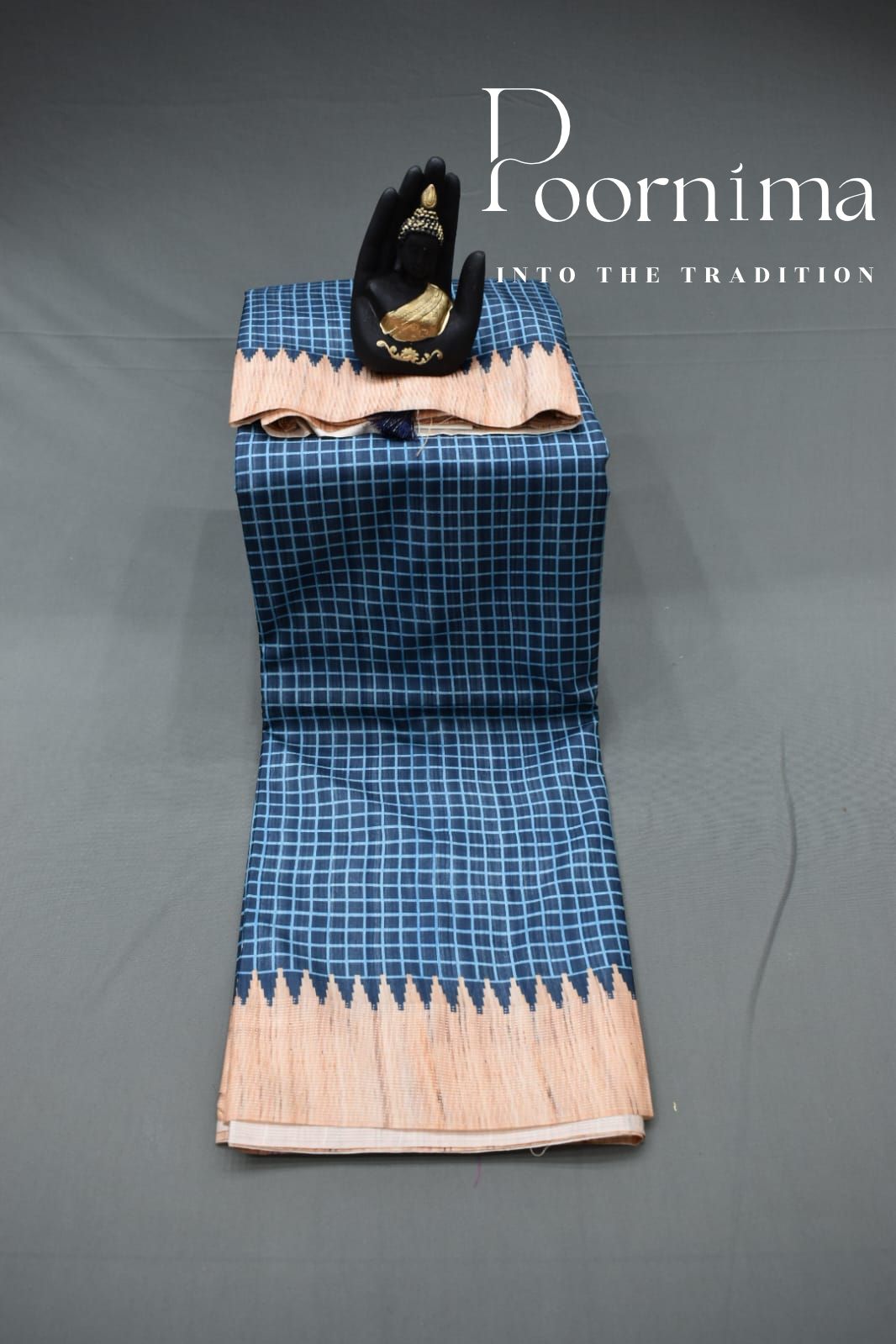 NAVY BLUE- FANCY SAREE WITH BLOUSE PIECE