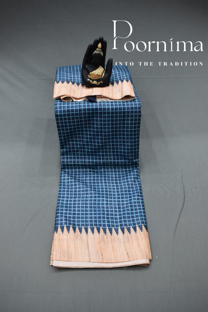 NAVY BLUE- FANCY SAREE WITH BLOUSE PIECE