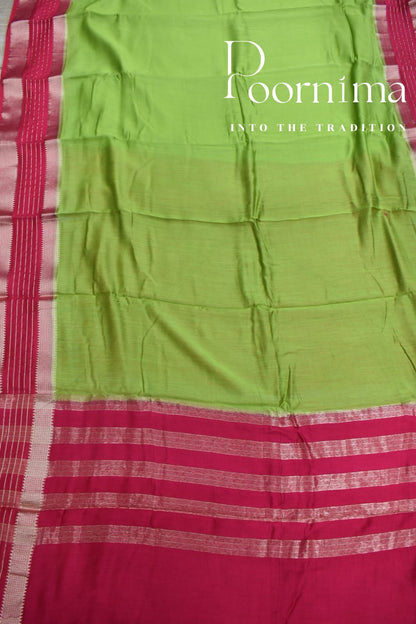 PARROT GREEN- FANCY SAREE WITH BLOUSE PIECE