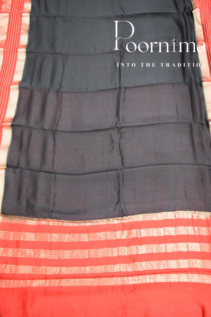 BLACK- FANCY SAREE WITH BLOUSE PIECE