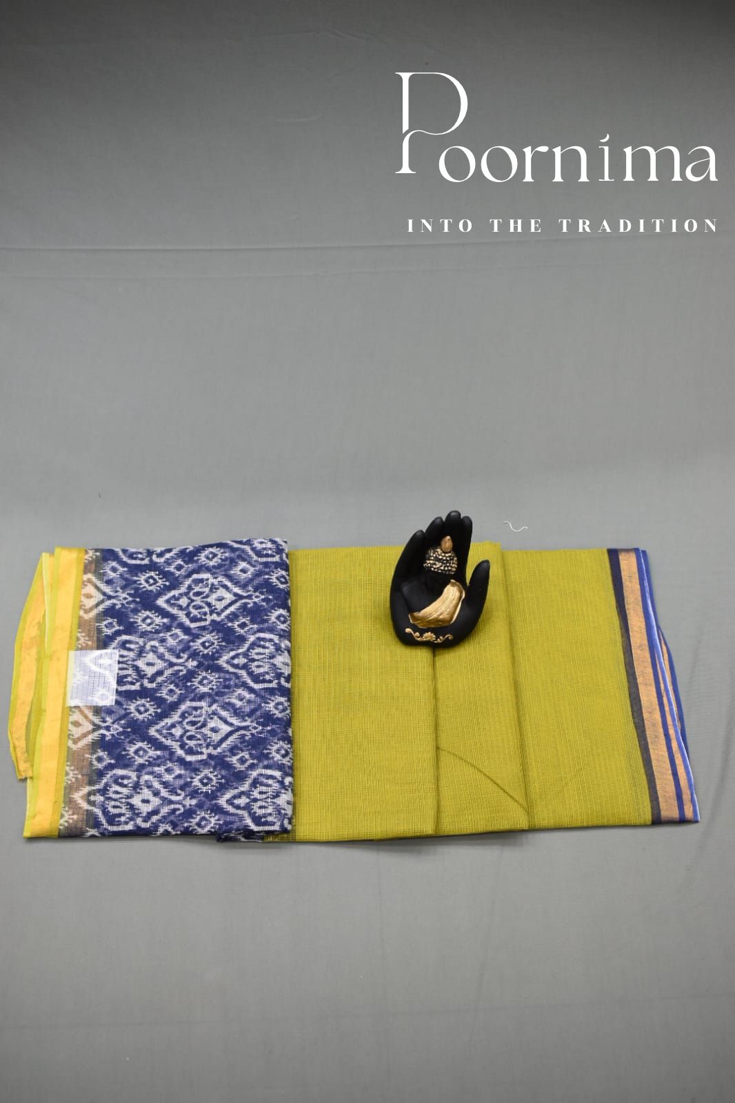 BLUE- JP KOTA SAREE WITH BLOUSE PIECE