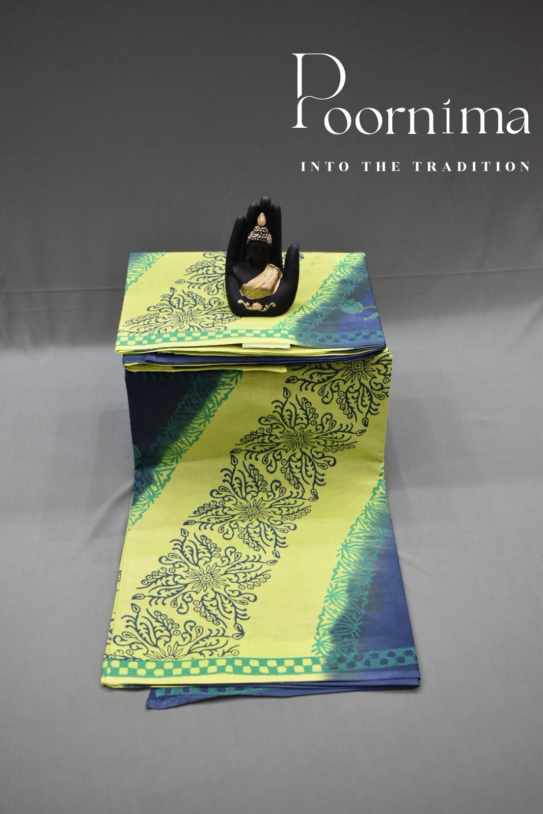 BRIGHT GREEN AND BLUE- PMR COTTON SAREE