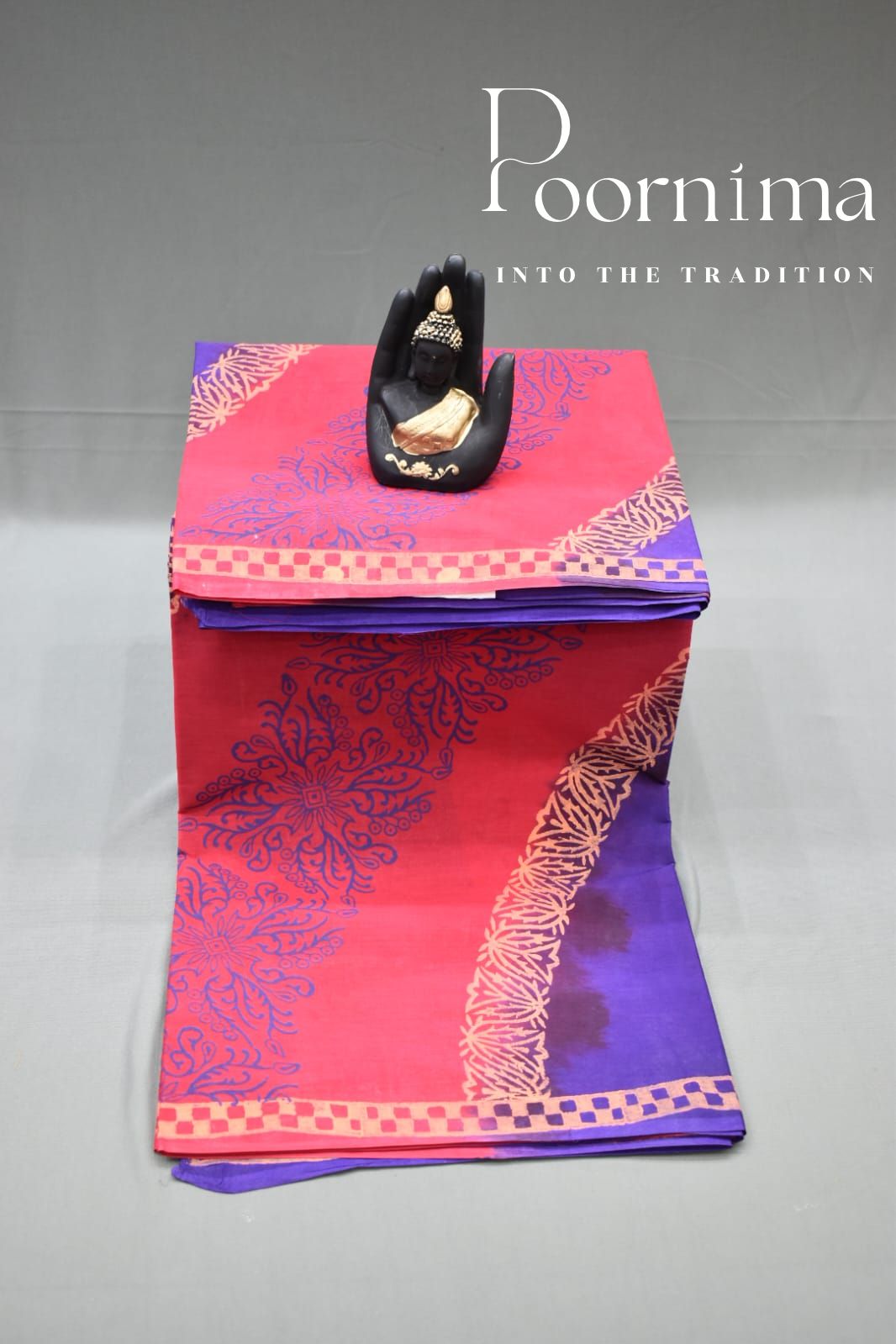 RED AND VIOLET- PMR COTTON SAREE