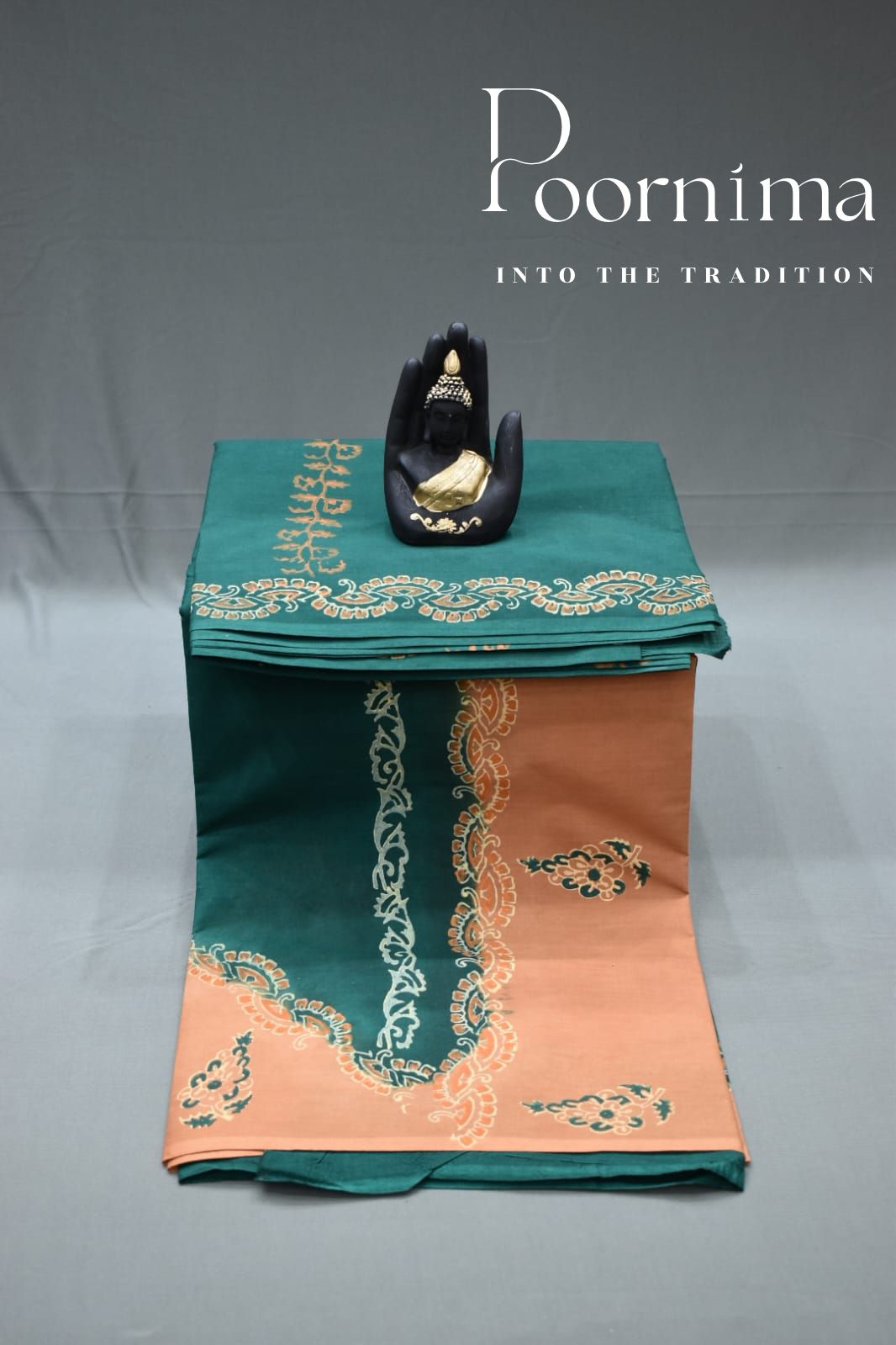 DARK GREEN AND BRONZE-PMR COTTON SAREE