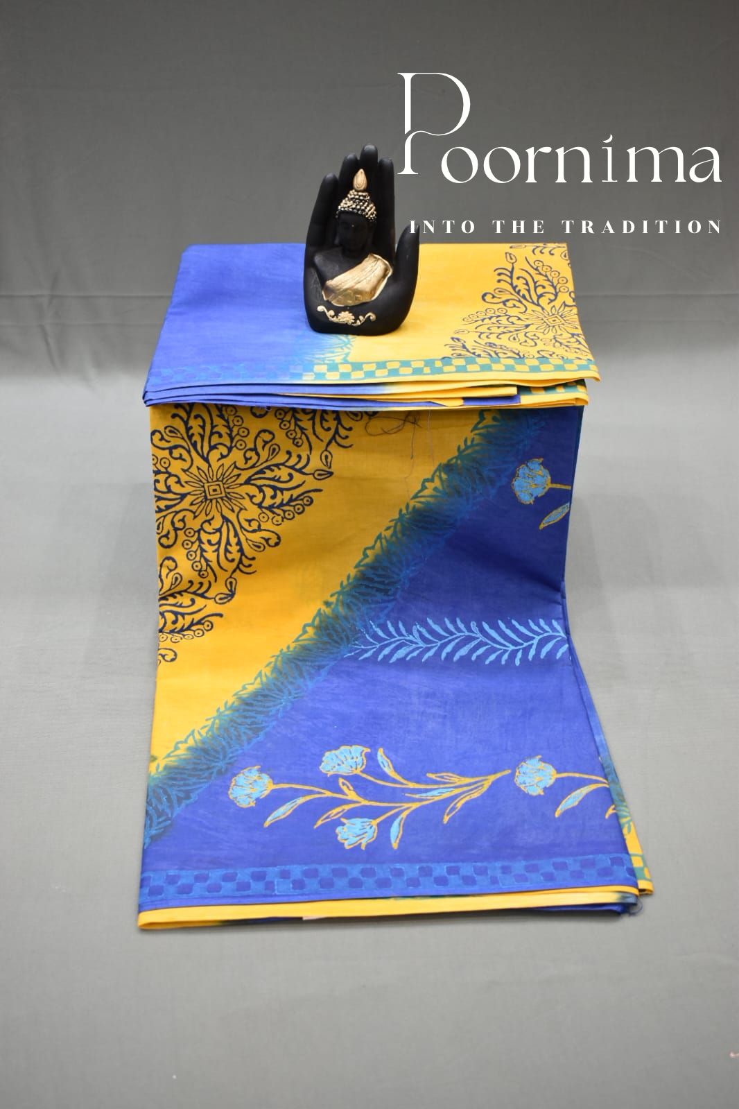YELLOW AND BLUE- PMR COTTON SAREE