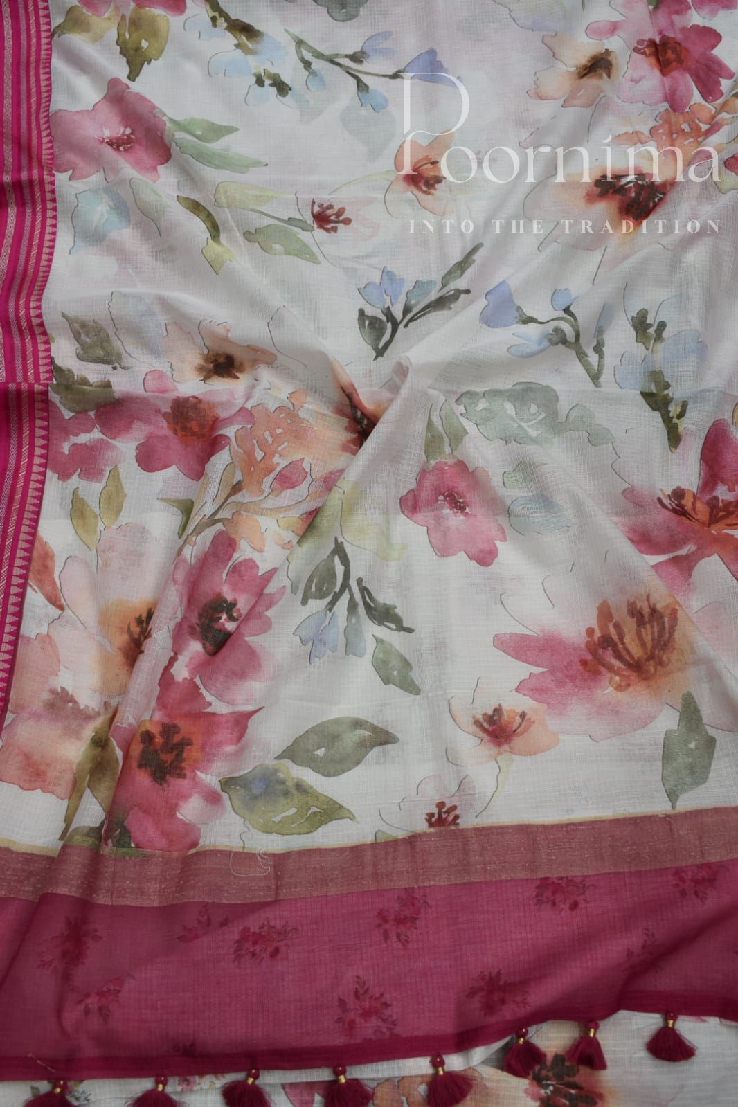 WHITE-KOTA VIDARBHA BORDER SAREE