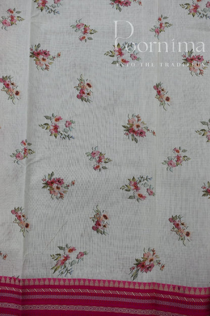WHITE-KOTA VIDARBHA BORDER SAREE