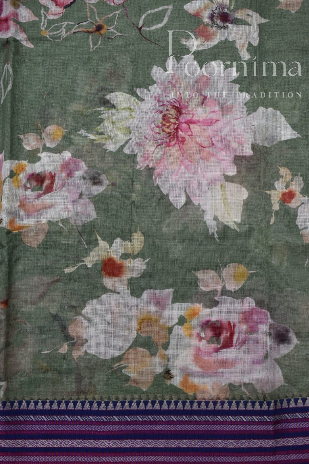 PISTA GREEN-KOTA VIDARBHA  BORDER SAREES