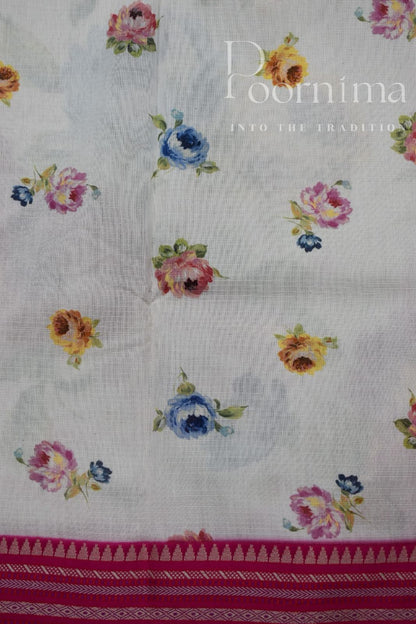 WHITE-KOTA VIDARBHA  BORDER SAREES