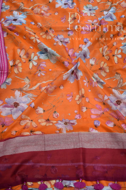 ORANGE-KOTA  VIDARBHA BORDER SAREE
