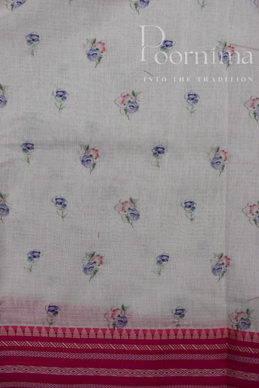 HALF WHITE-KOTA VIDARBHA  BORDER SAREES