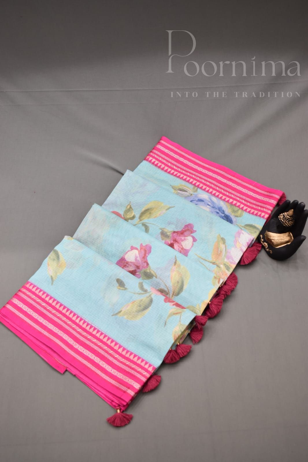 LIGHT SKY BLUE- KOTA VIDARBHA BORDER SAREE