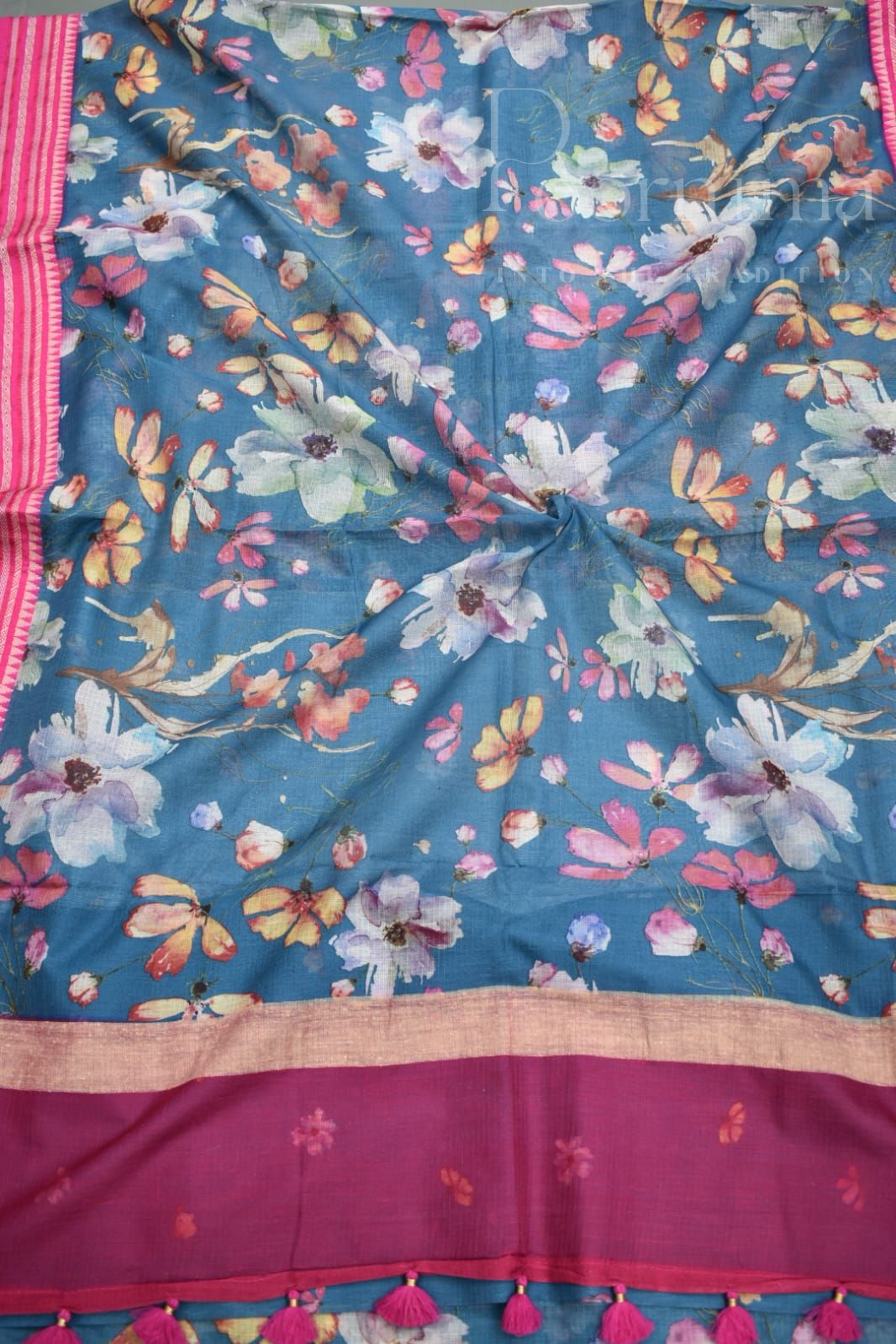 AZURE BLUE- KOTA VIDARBHA BORDER SAREE