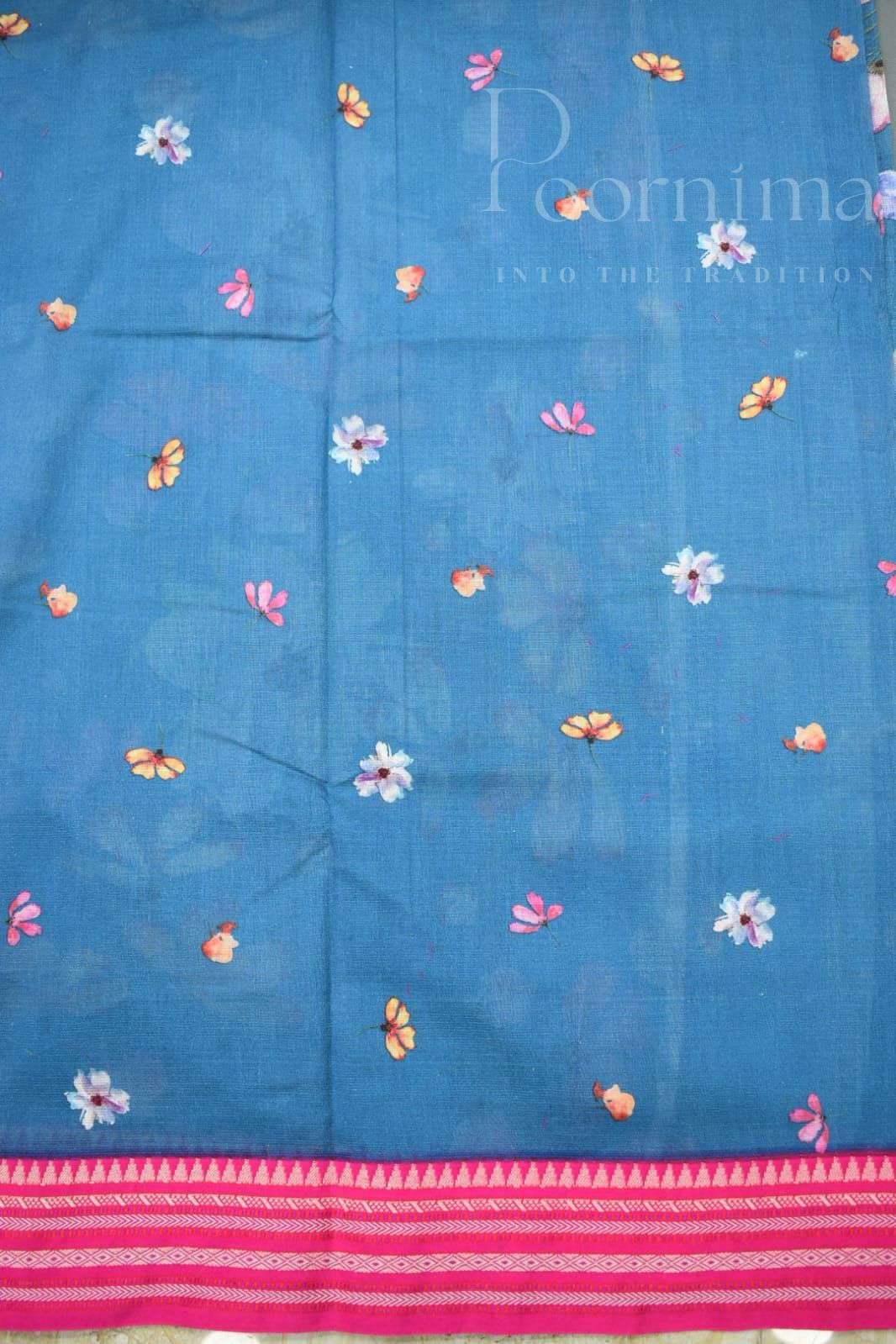 AZURE BLUE- KOTA VIDARBHA BORDER SAREE