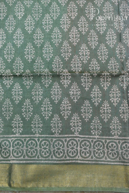 PISTA GREEN-COTTON SILK SAREE