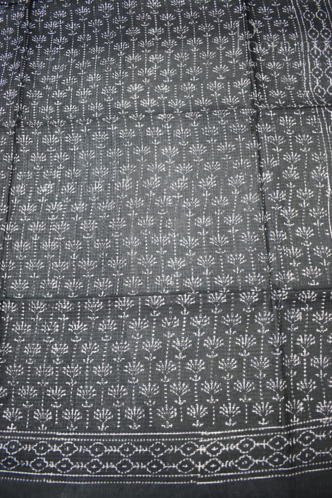 BLACK&amp;WHITE-BAGALPUR CHECKS SAREE