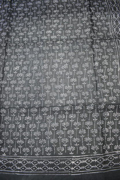 BLACK&amp;WHITE-BAGALPUR CHECKS SAREE